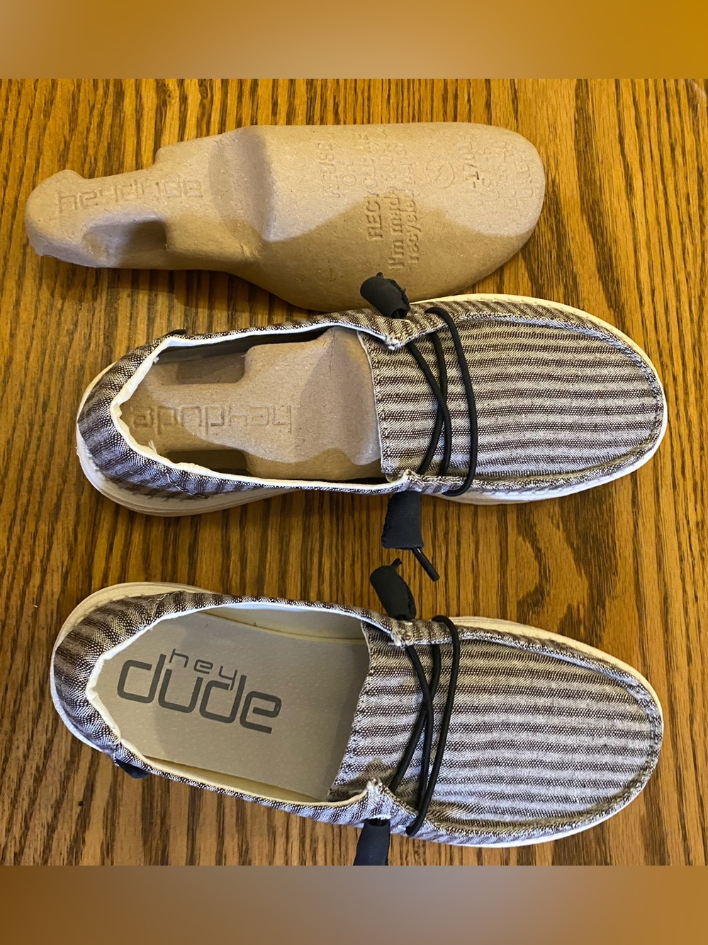 Hey Dude Striped Slip-On Loafers in Brown and White